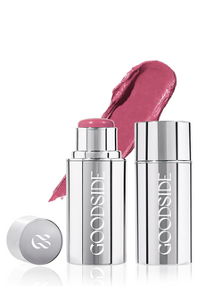 Desire - Good Glow Dewy Crème Blush

 - Goodside lipstick with silver case and pink shade on white background